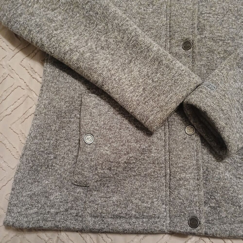 Women's Gray Button-Front Fleece Jacket in Large - Picture 4 of 6